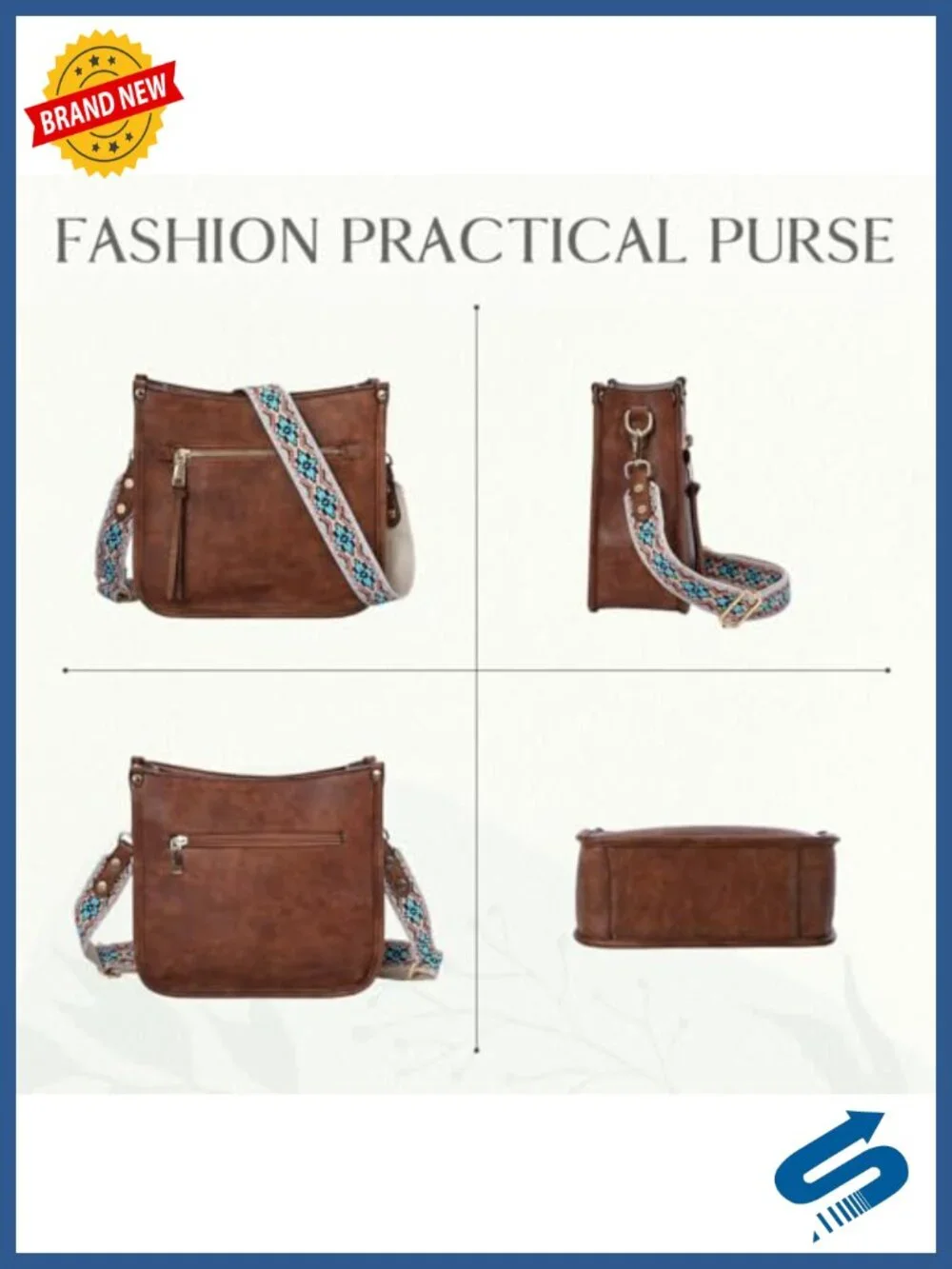 Vegan Leather Hobo Crossbody Bag with Guitar Strap